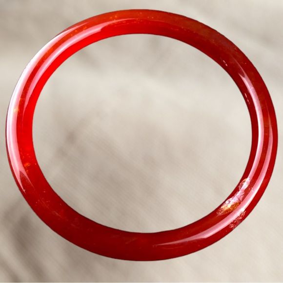 Vintage Chinese Natural Red Agate Bangle Bracelets - Picture 7 of 9